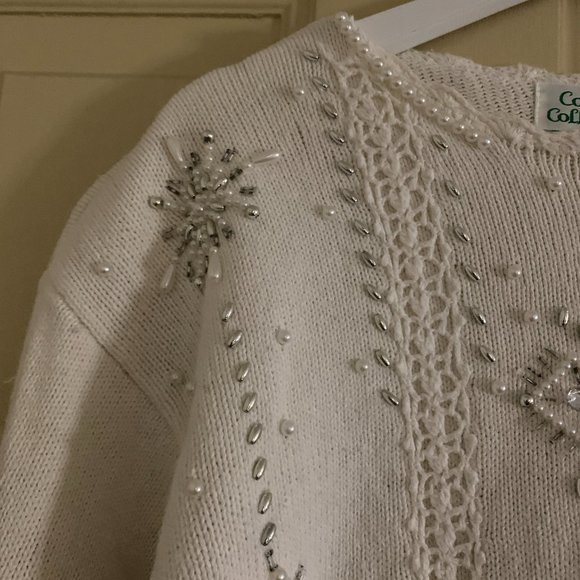 Vintage Colleen's Collectables Cream Sweater SZ M - Picture 4 of 16